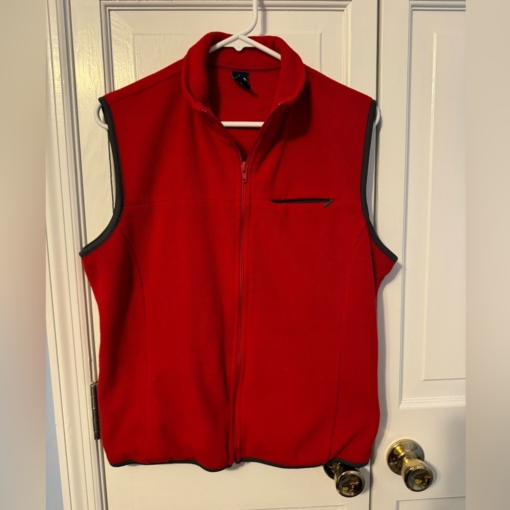 Red versatile zip up‎ fleece vest. Perfect for all seasons. Like new.